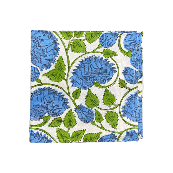 Block Print Elegant Geometrical Cloth Napkin - Hibiscus Linens