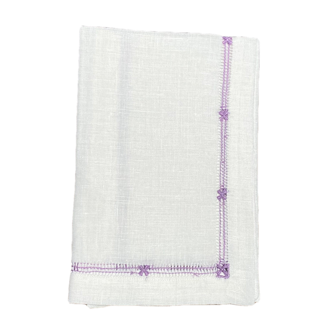 White Ladder Stitch Dinner Napkin - Hibiscus Linens